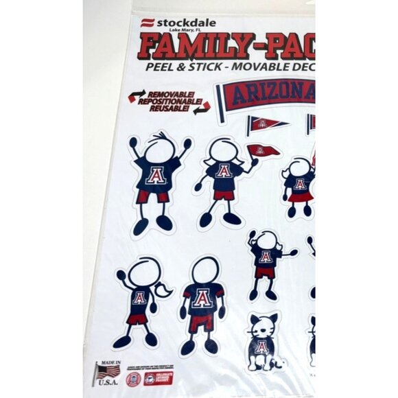 University Of Arizona Family Pack Peel & Stick Moveable Decals 28 pack for Car - Picture 2 of 4